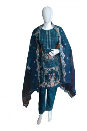 Pakistani Suit set Peacock green color.