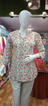 Pink Leaf Women Kurti
