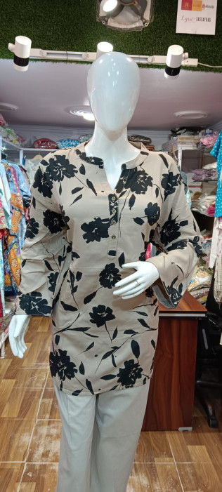 Black Flower Women Kurti