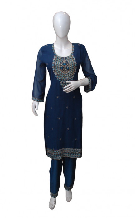 Party wear georgette heavy embroidery blue Suit