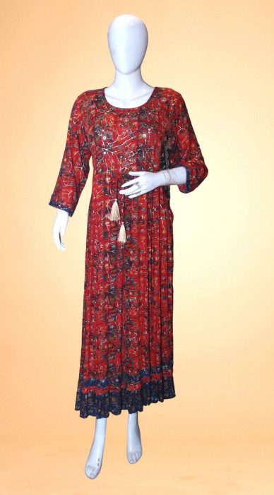 Maxi dress with hand Embroidery Mirror work