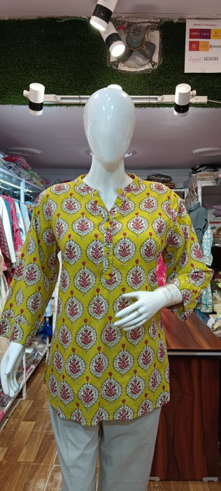 Yellow Design Women Kurti
